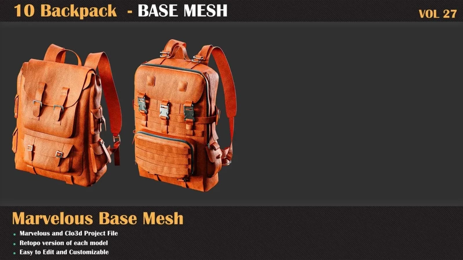 10 Backpack - Base Mesh ( Game Ready ) — VOL 27 — preview 4