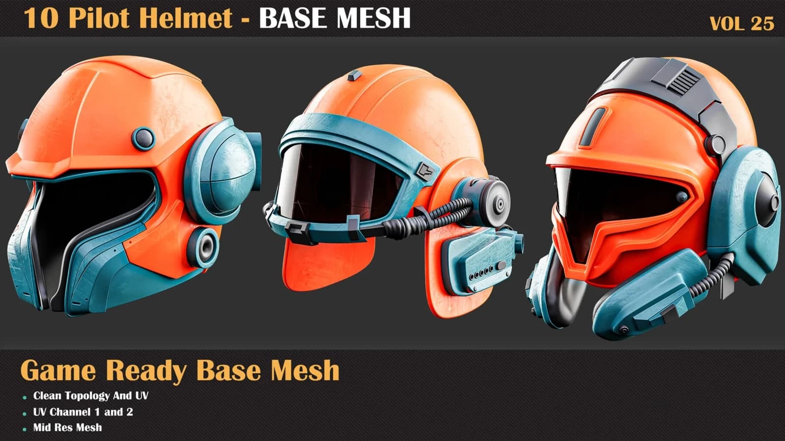 10 Pilot Helmet Base Mesh — VOL 25 — preview 3