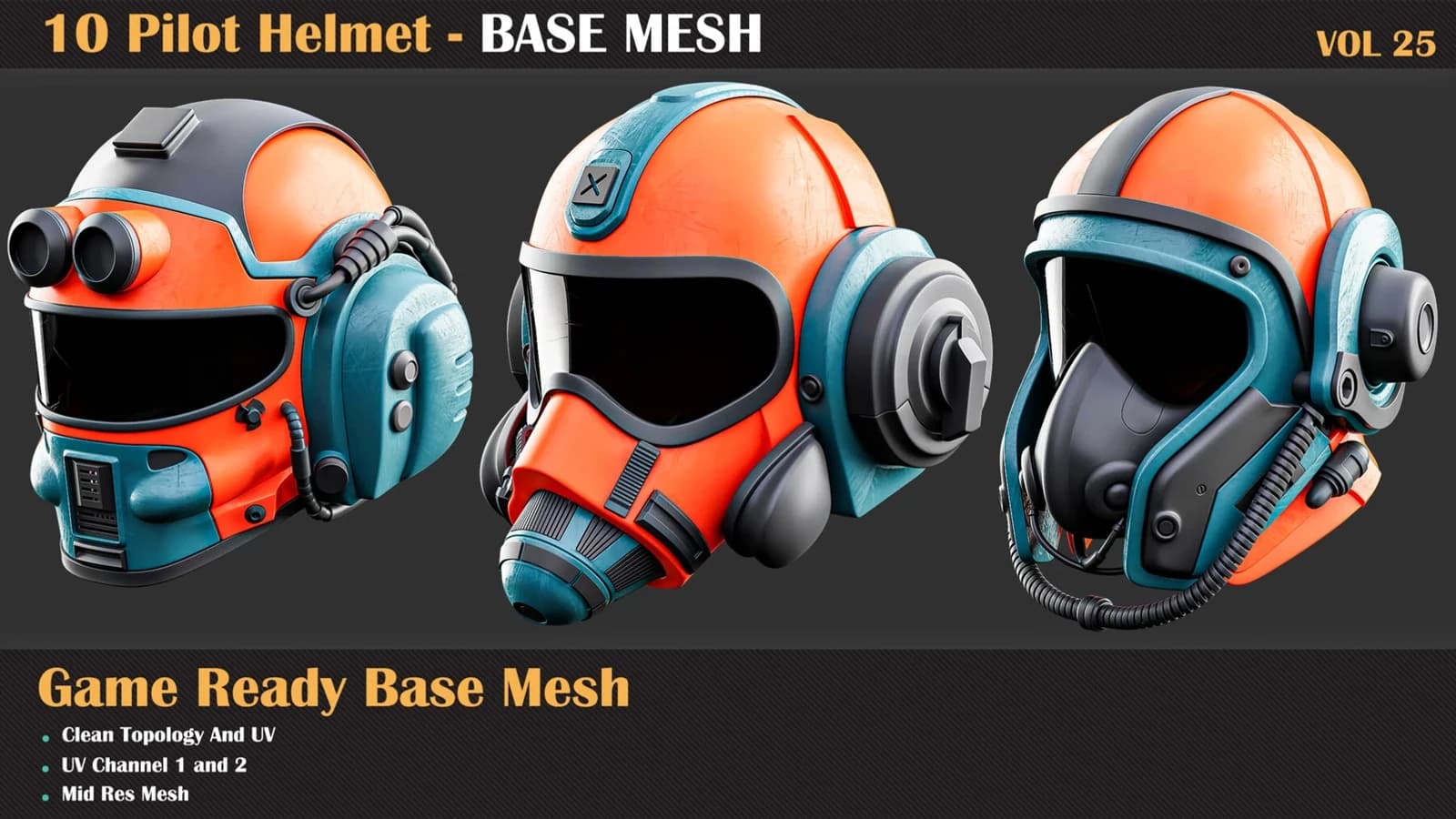 10 Pilot Helmet Base Mesh — VOL 25 — preview 4