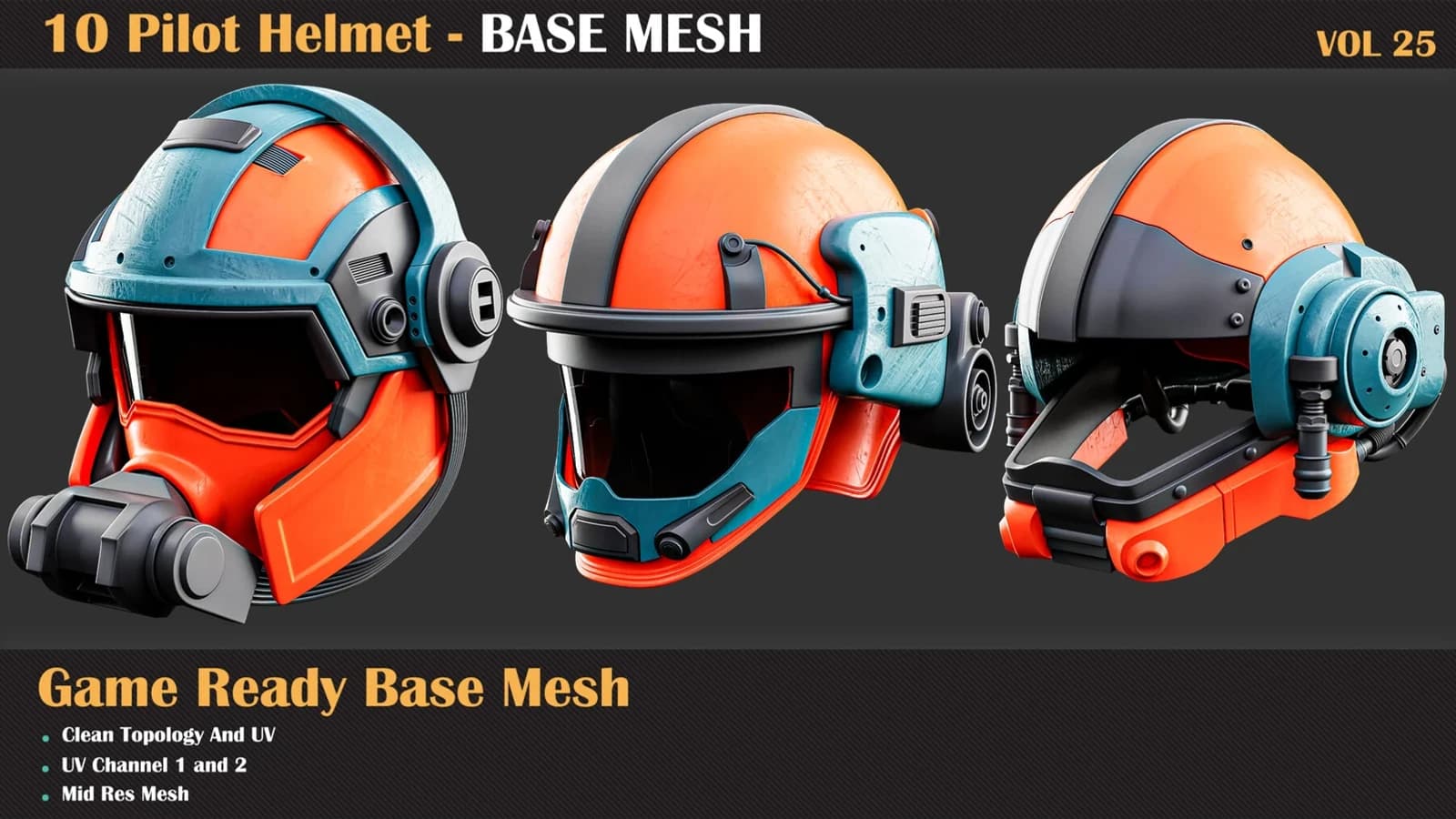 10 Pilot Helmet Base Mesh — VOL 25 — preview 5