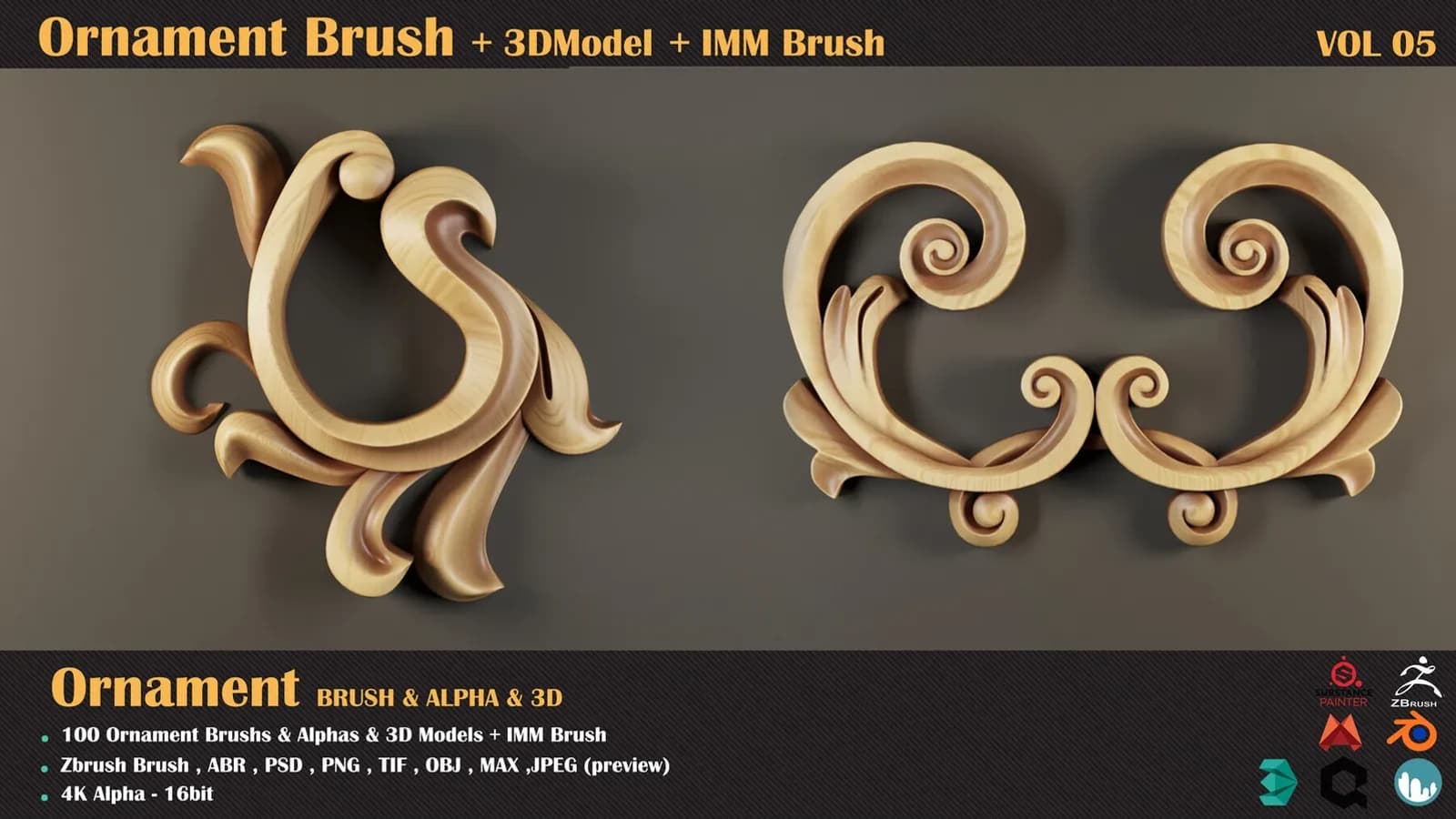 100 Ornament Brushes + 3DModel + IMM Brush — VOL 07 — preview 4