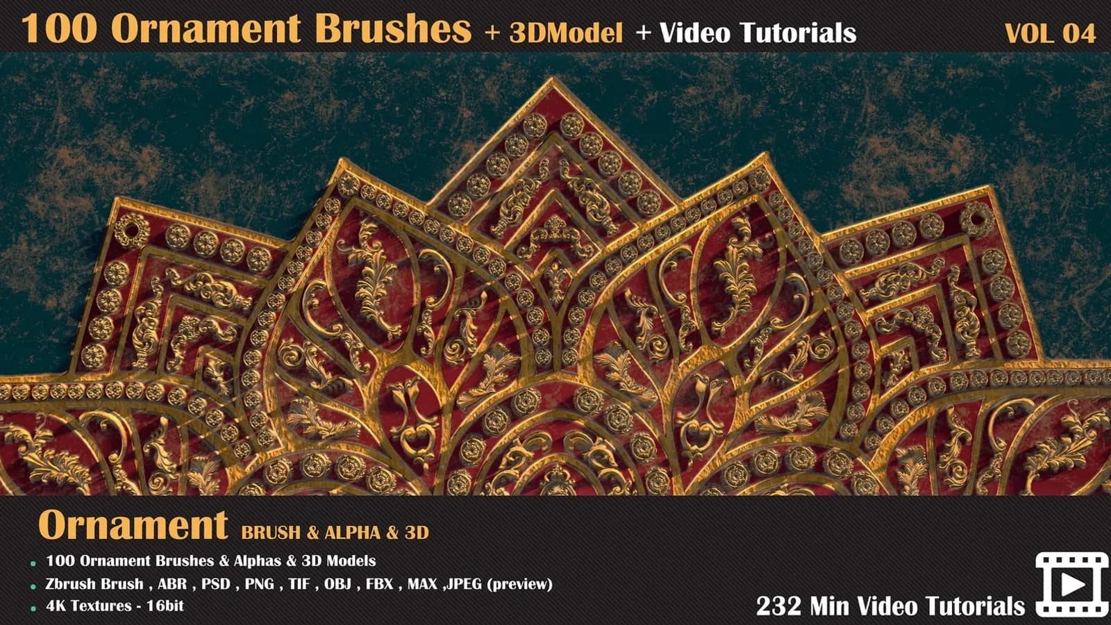 100 Ornament Brushes and 3D Models + 3 Video Tutorials — VOL 06