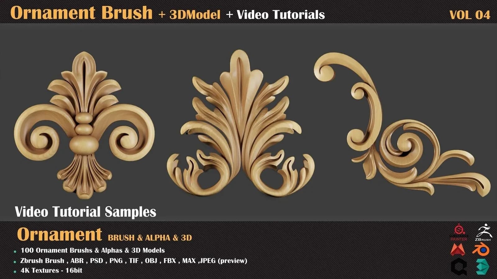 100 Ornament Brushes and 3D Models + 3 Video Tutorials — VOL 06 — preview 2
