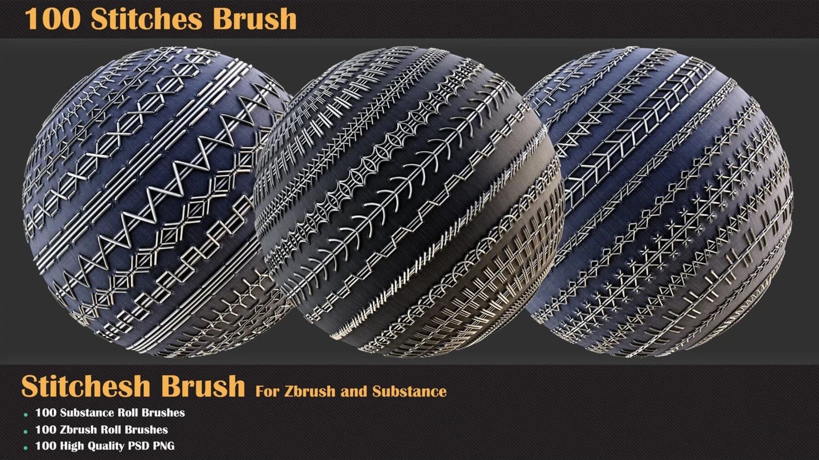 100 Stitches Brush - Substance and ZBrush — preview 2