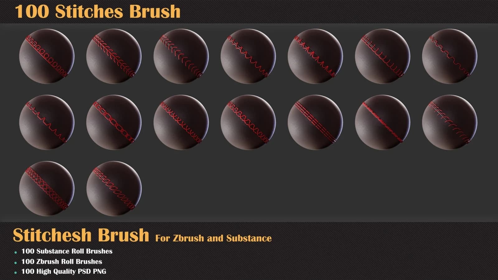 100 Stitches Brush - Substance and ZBrush — preview 7