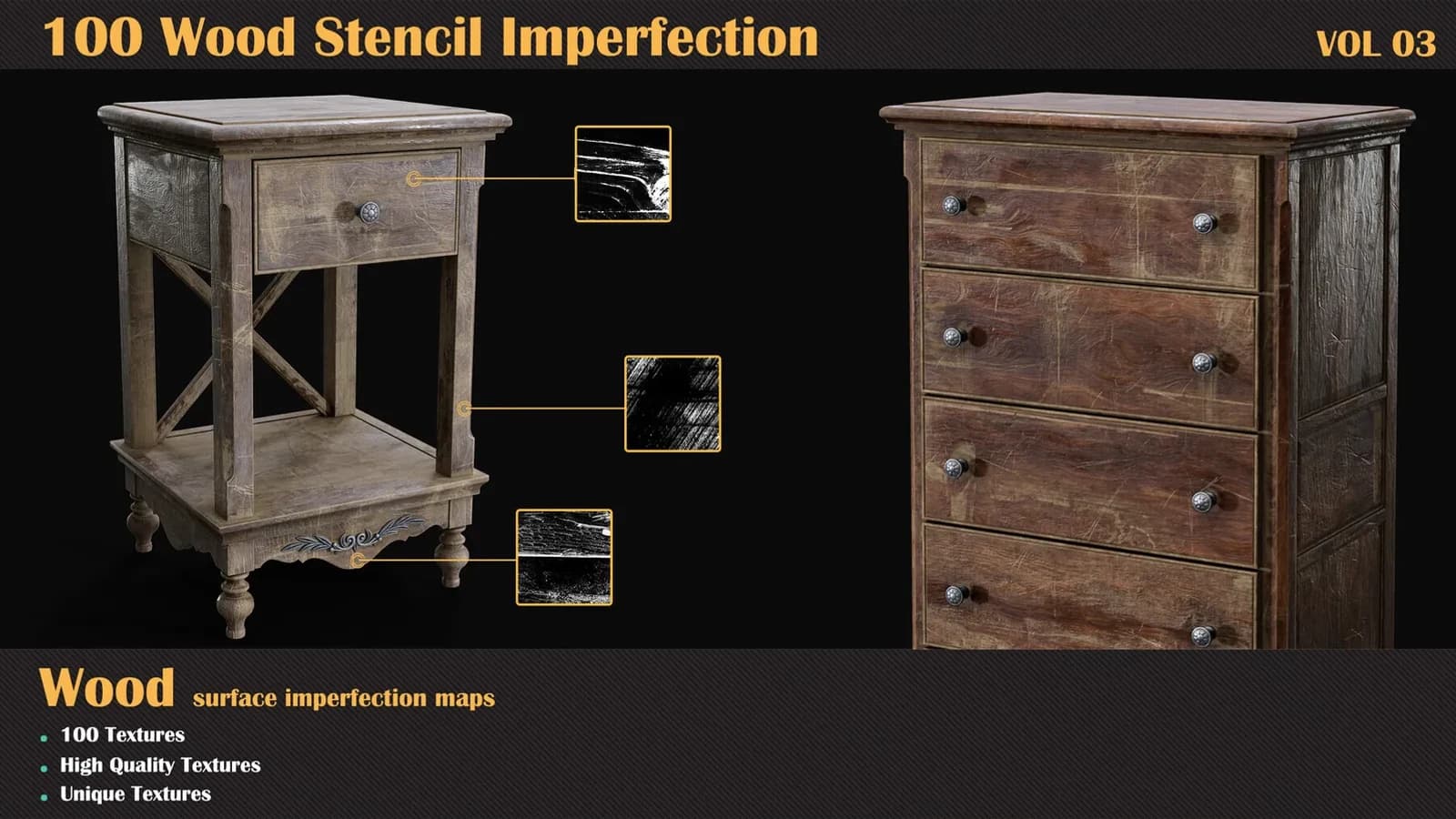 100 Wood Stencil Imperfection — VOL 03