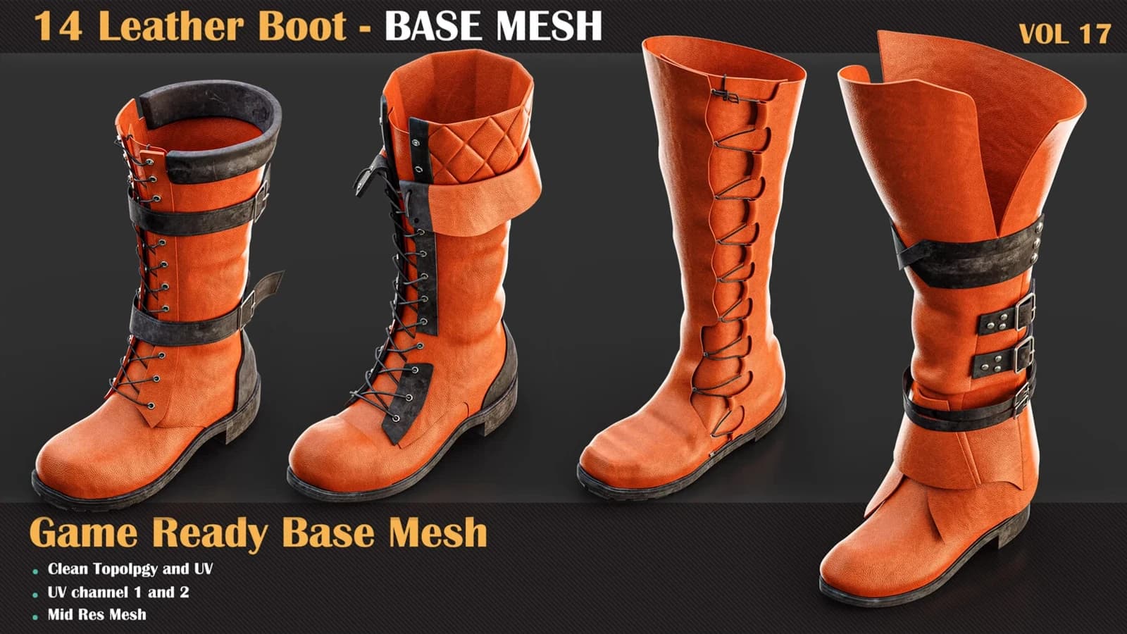 14 Leather Boot Base Mesh — VOL 17 — preview 3