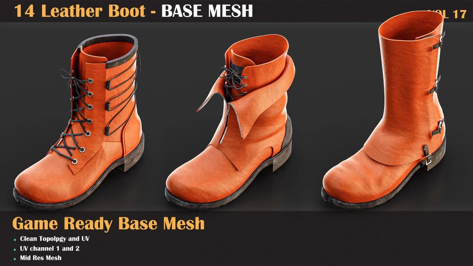 14 Leather Boot Base Mesh — VOL 17 — preview 4