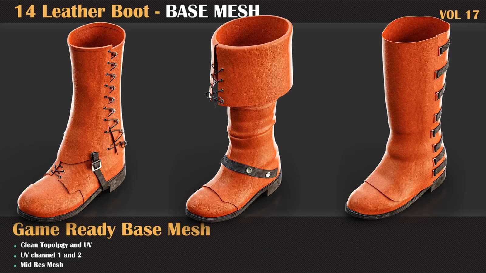 14 Leather Boot Base Mesh — VOL 17 — preview 6