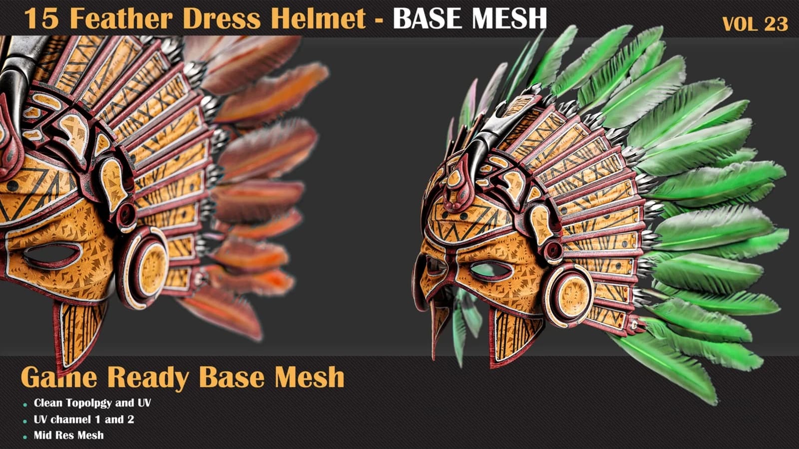 15 Feather Dress Helmet Base Mesh — VOL 23