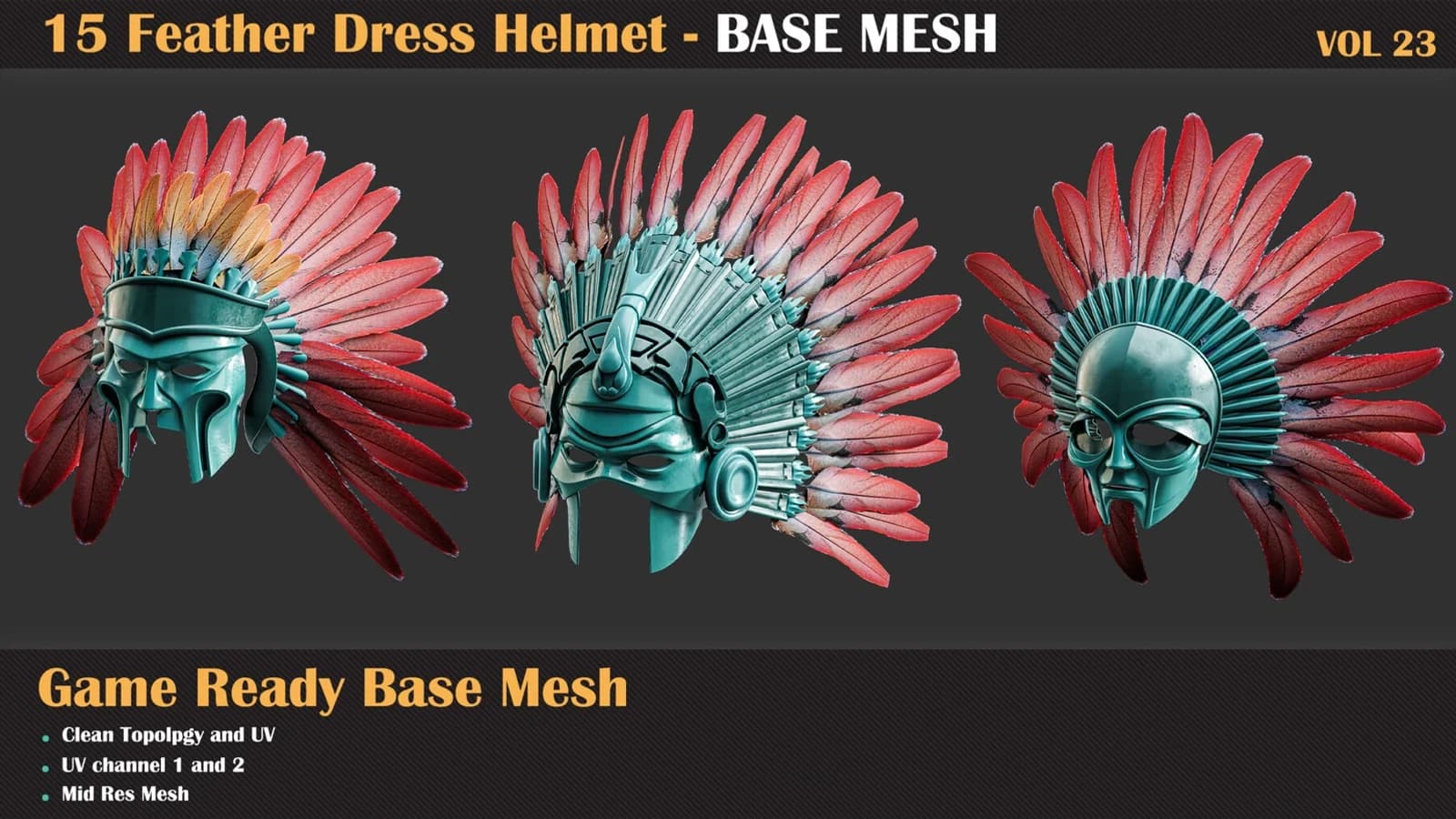 15 Feather Dress Helmet Base Mesh — VOL 23 — preview 3