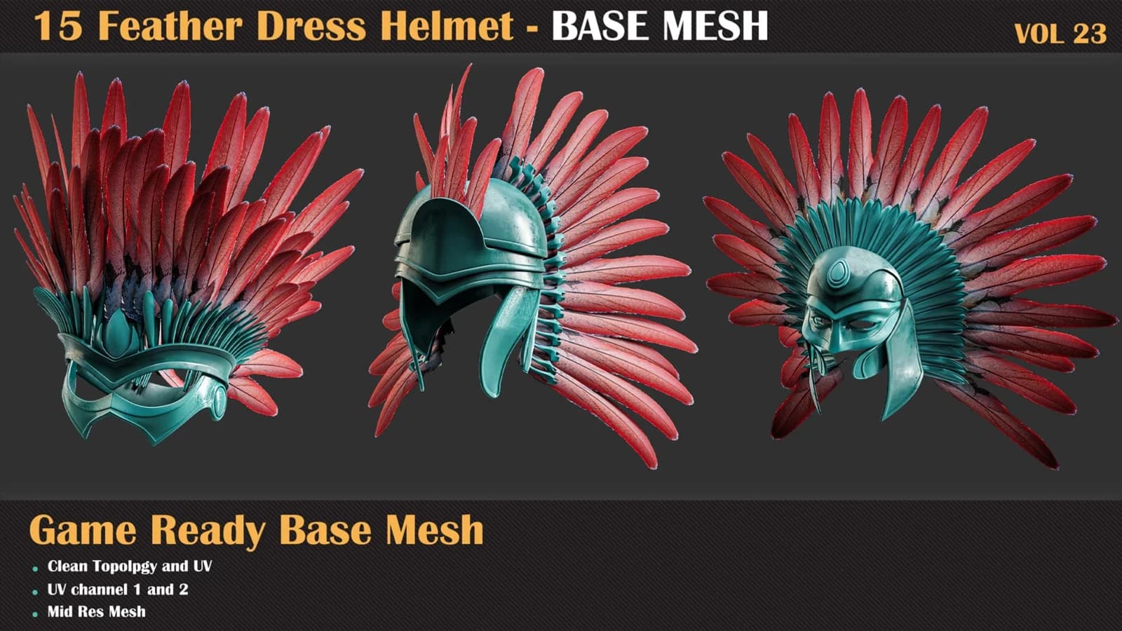 15 Feather Dress Helmet Base Mesh — VOL 23 — preview 4