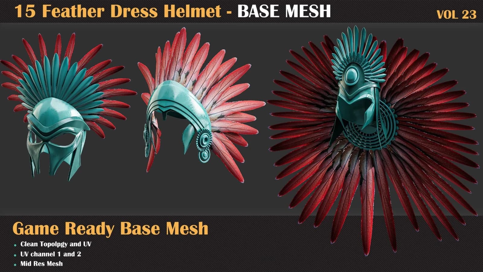 15 Feather Dress Helmet Base Mesh — VOL 23 — preview 6