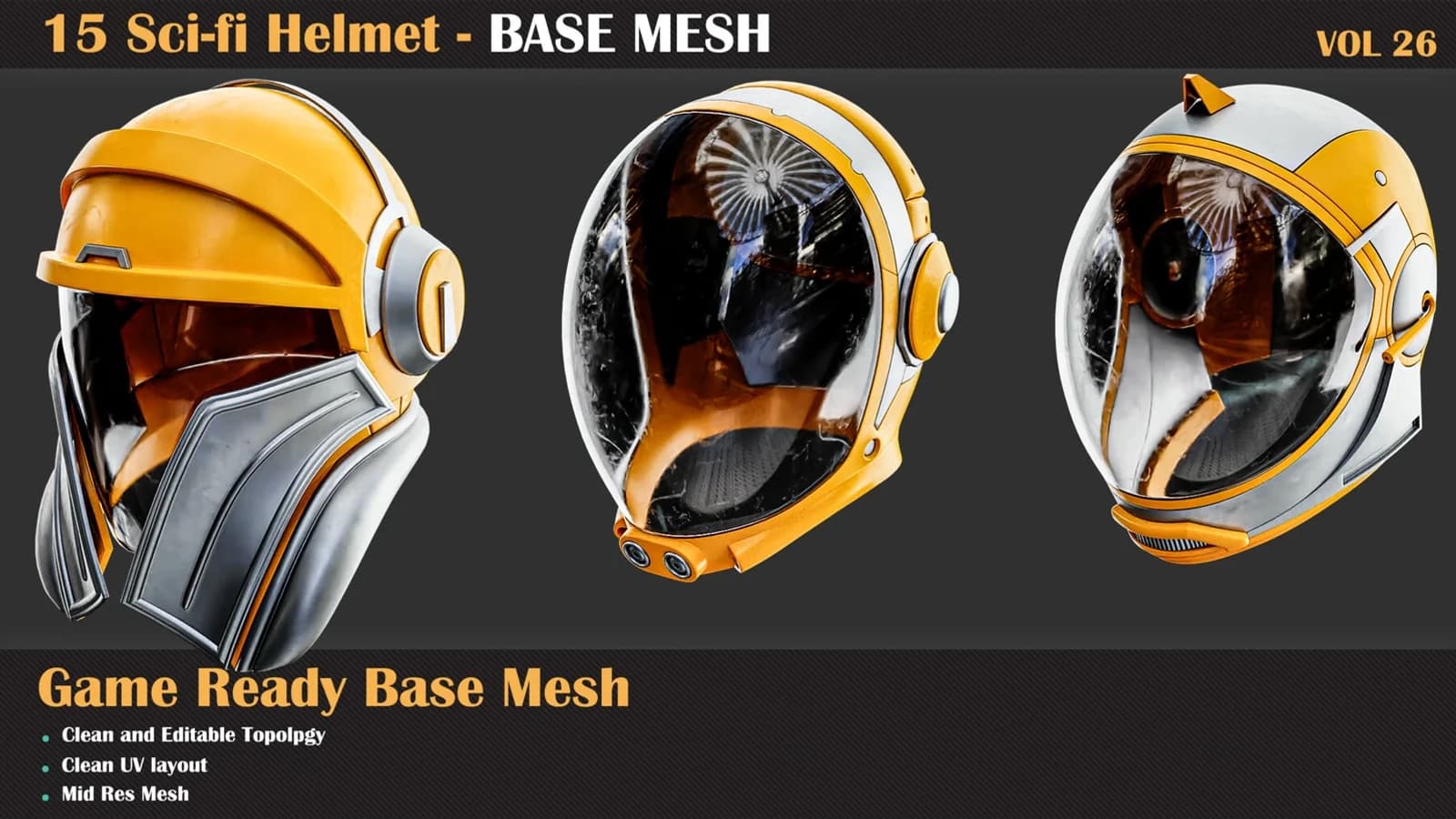 15 Sci-Fi Helmet Base Mesh — VOL 26 — preview 3