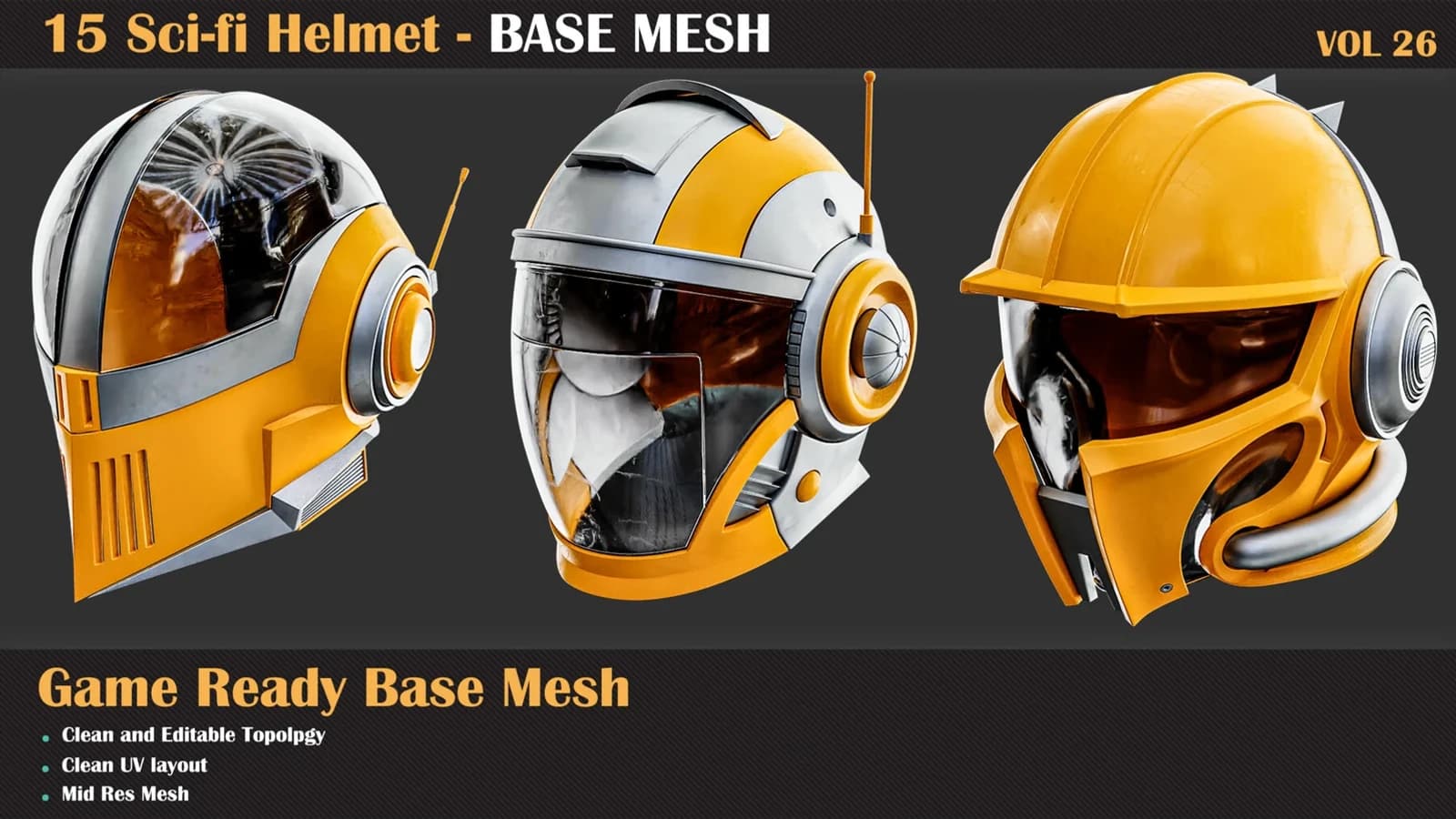 15 Sci-Fi Helmet Base Mesh — VOL 26 — preview 4