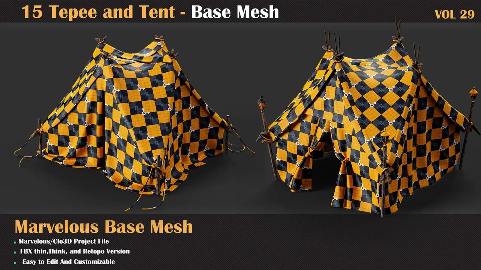 15 Tepee and Tent Base Mesh — VOL 29 — preview 2