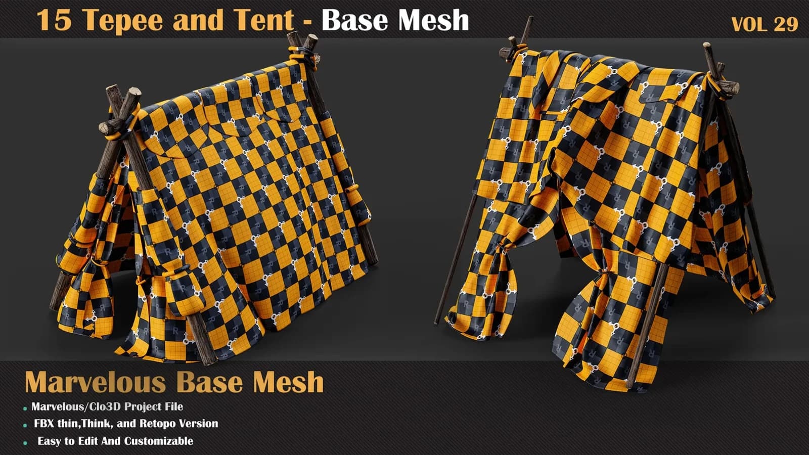 15 Tepee and Tent Base Mesh — VOL 29 — preview 3