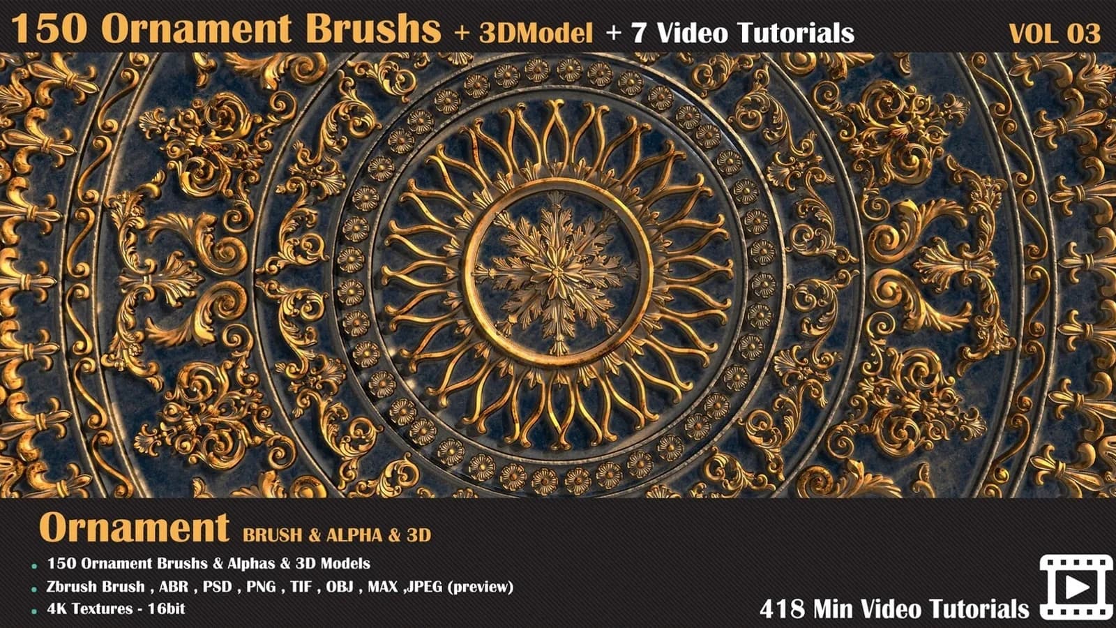150 Ornament Brush and 3D Models + 7 Video Tutorials — VOL 05