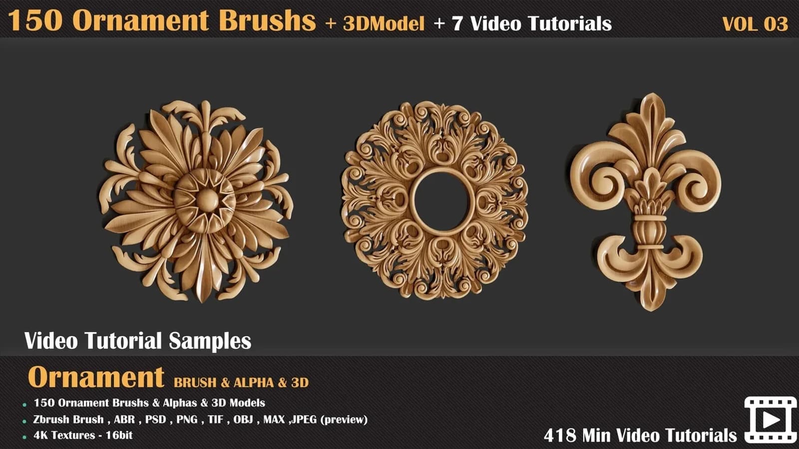 150 Ornament Brush and 3D Models + 7 Video Tutorials — VOL 05 — preview 3