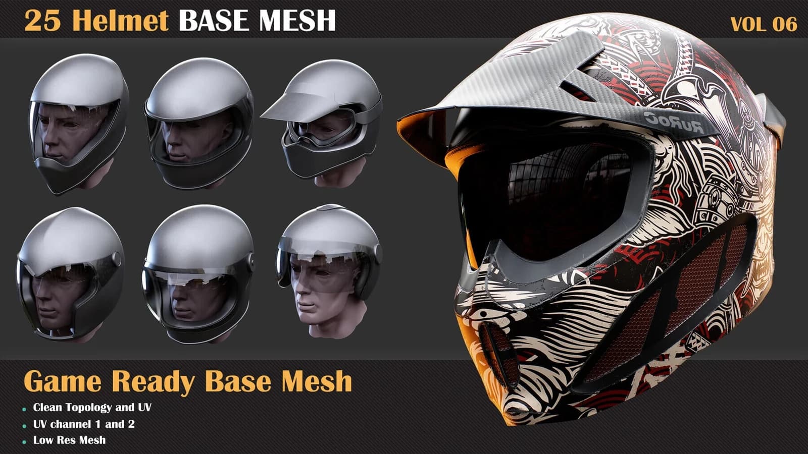 157 Mask & Helmet Base Mesh Bundle — preview 5