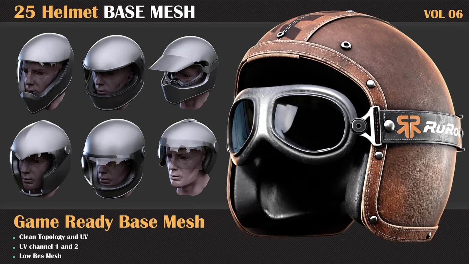 157 Mask & Helmet Base Mesh Bundle — preview 6