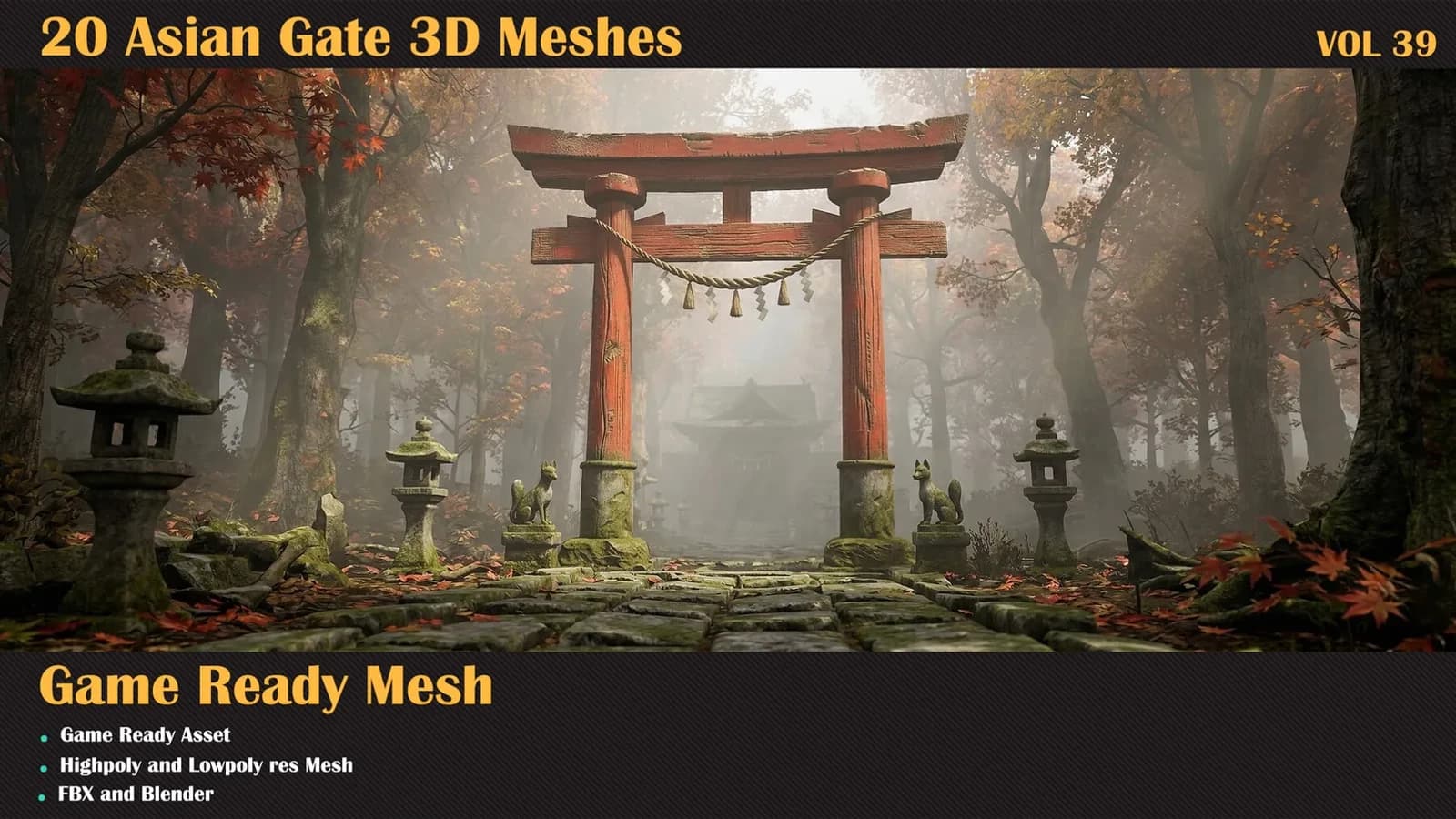 20 Asian Gate 3D Meshes — VOL 39 — preview 2
