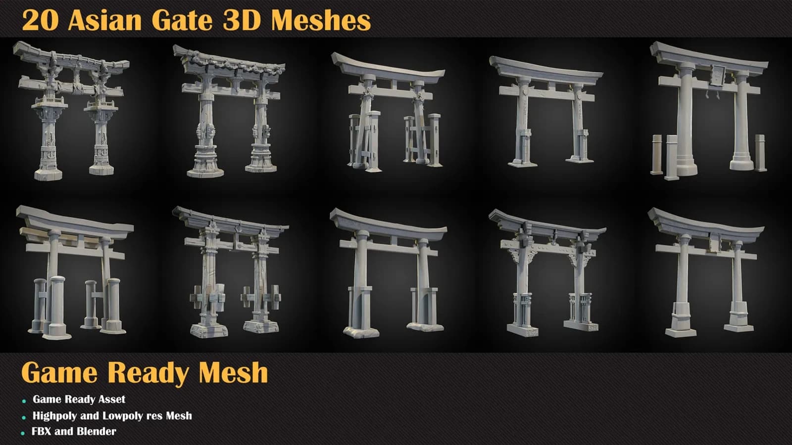20 Asian Gate 3D Meshes — VOL 39 — preview 5