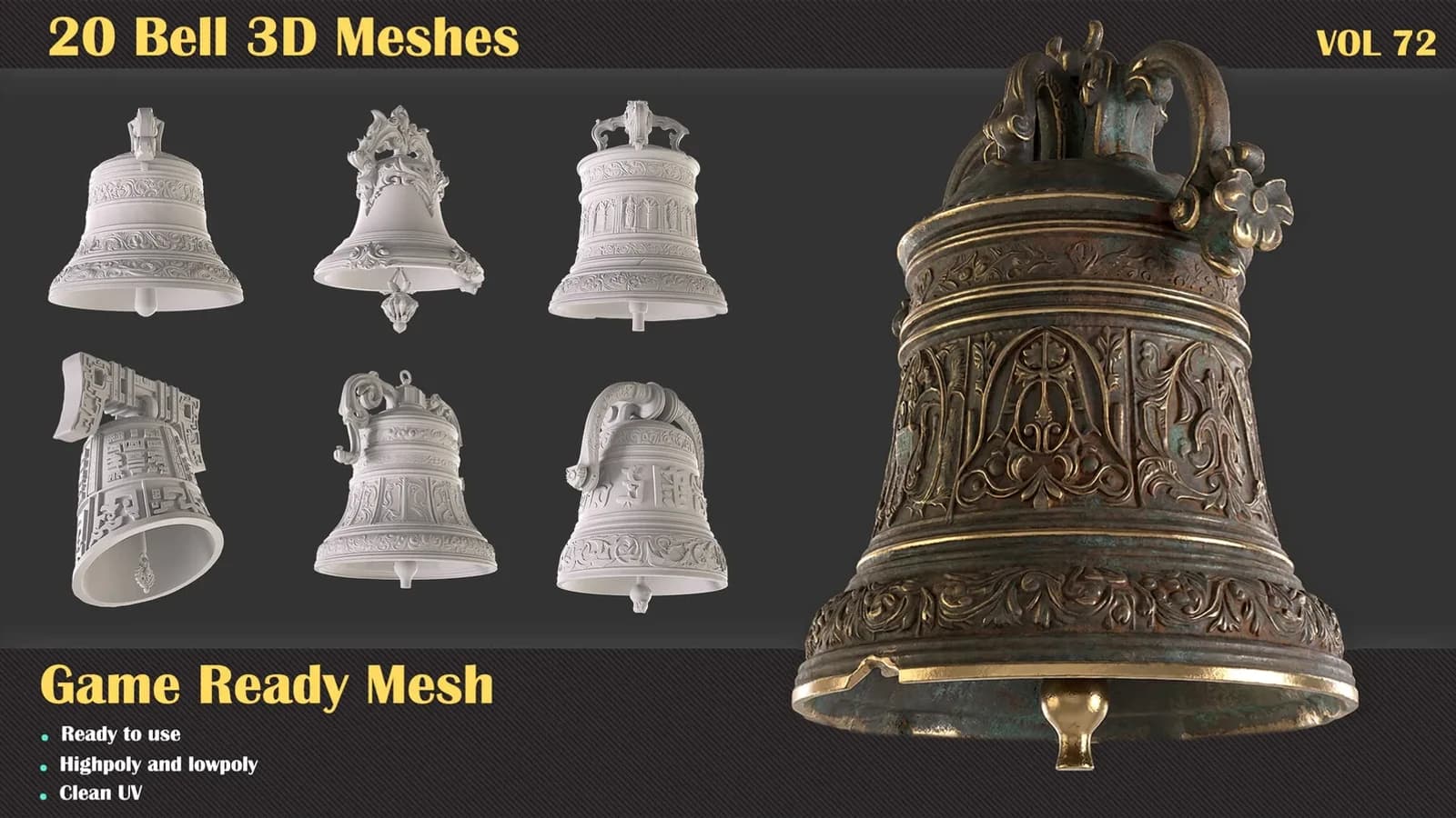20 Bell 3D Meshes — VOL 72