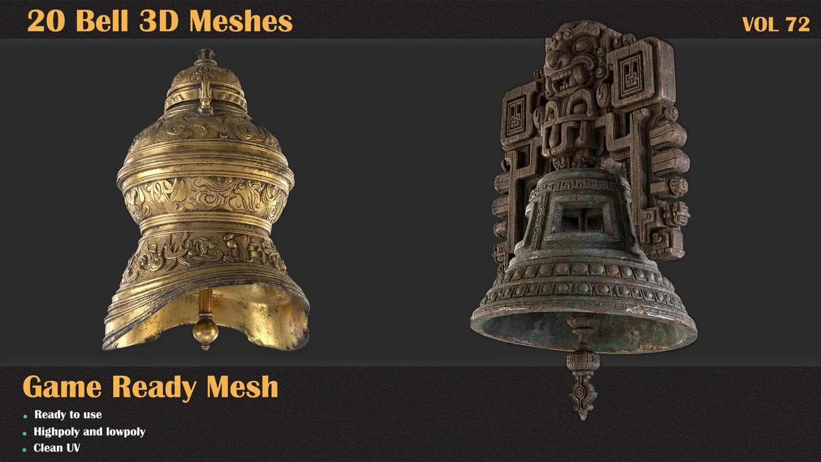 20 Bell 3D Meshes — VOL 72 — preview 2