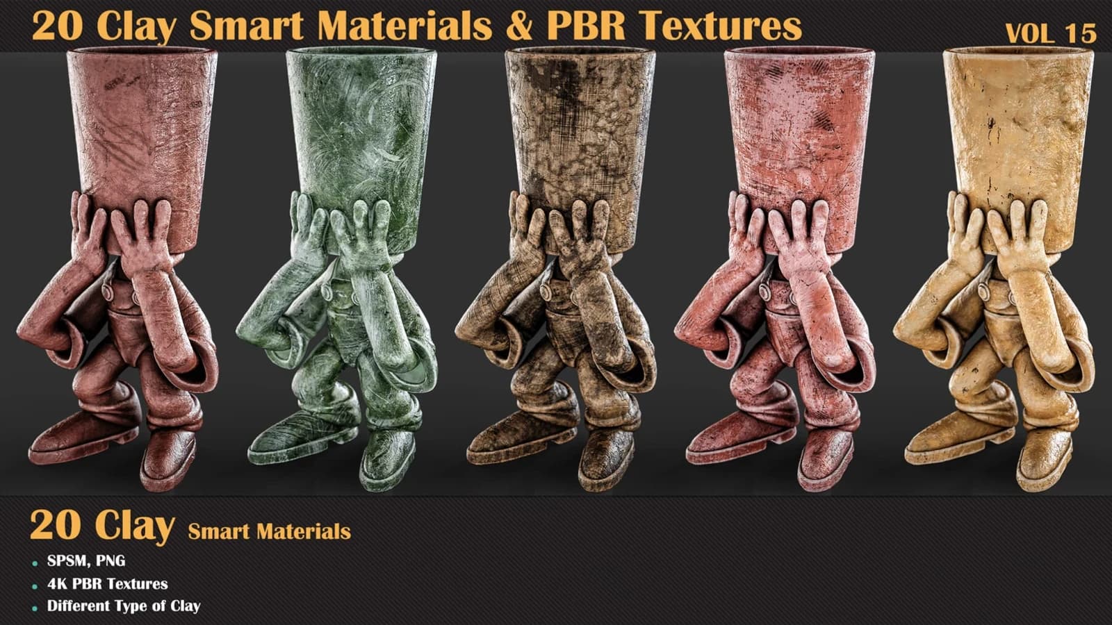 20 Clay Smart Materials & PBR Textures — VOL 15 — preview 2