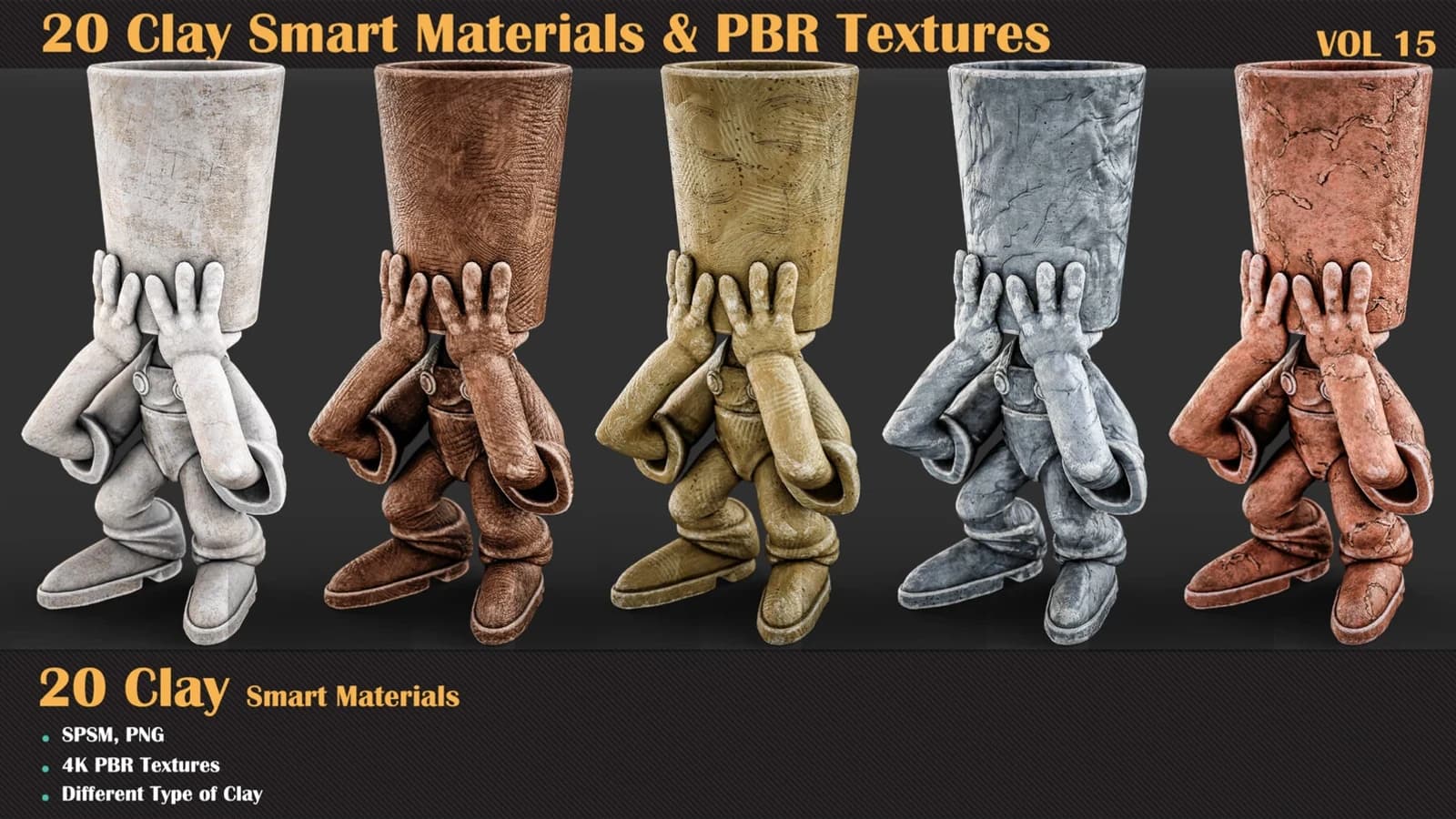 20 Clay Smart Materials & PBR Textures — VOL 15 — preview 4