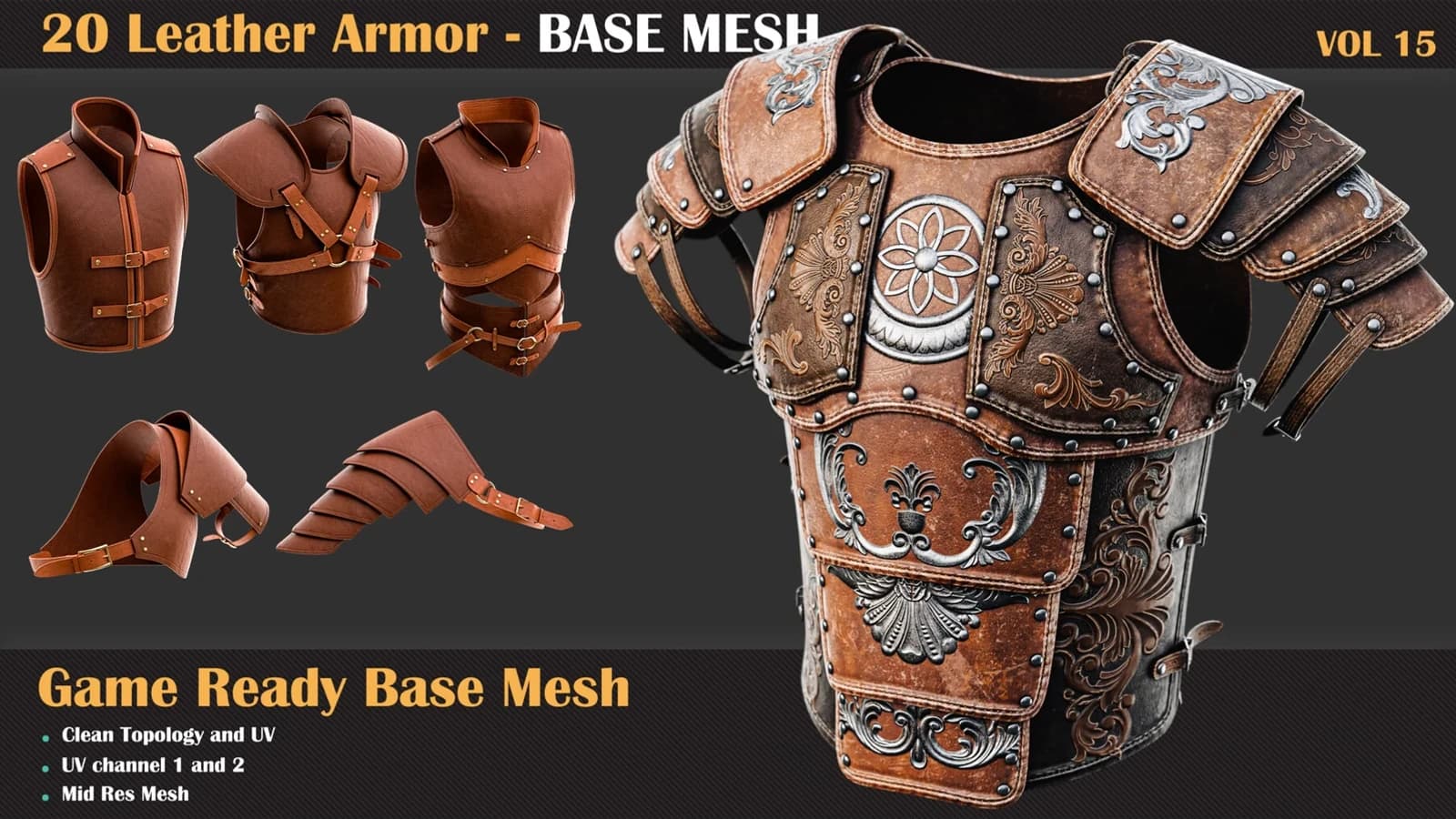 20 Leather Armor Base Mesh — VOL 15