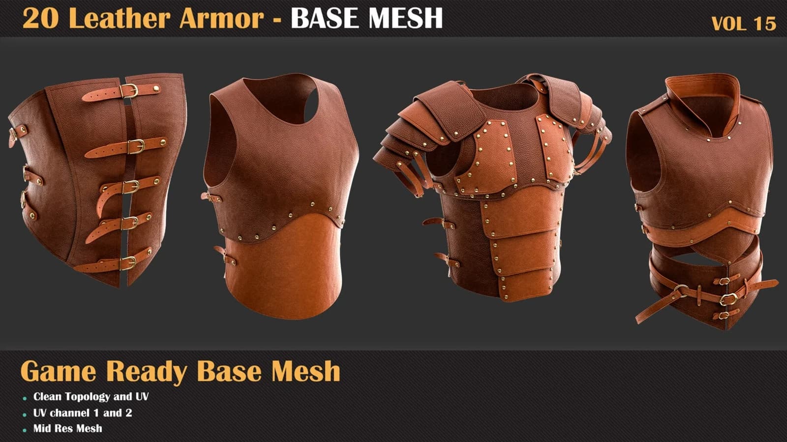 20 Leather Armor Base Mesh — VOL 15 — preview 4