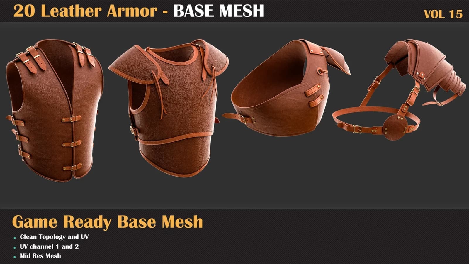 20 Leather Armor Base Mesh — VOL 15 — preview 5