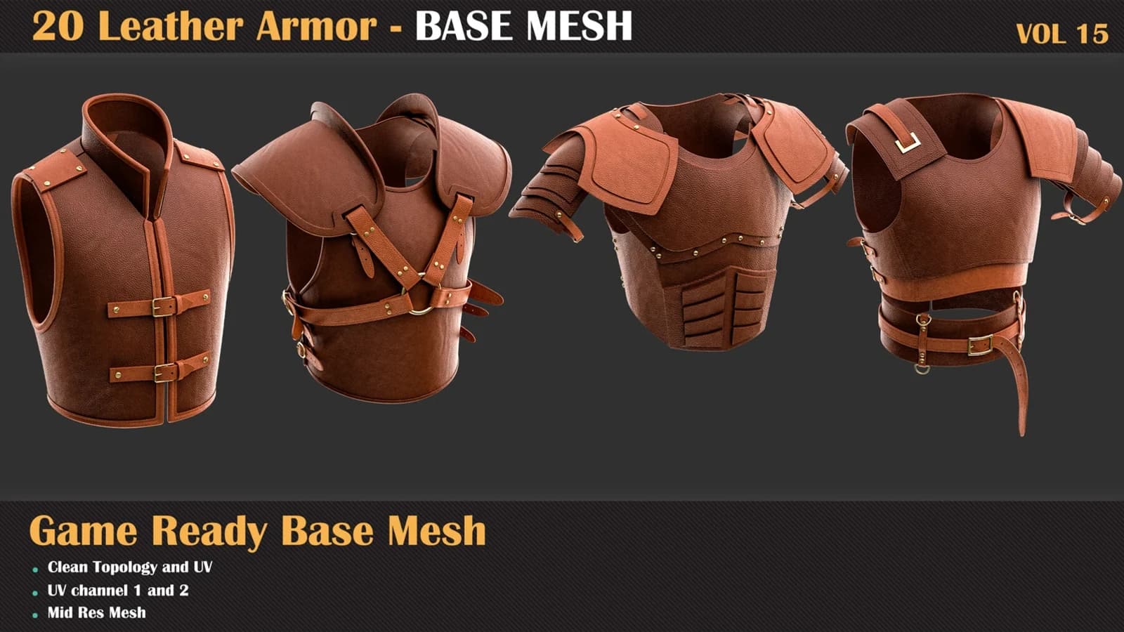 20 Leather Armor Base Mesh — VOL 15 — preview 6