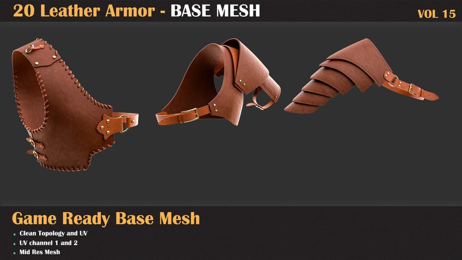 20 Leather Armor Base Mesh — VOL 15 — preview 8