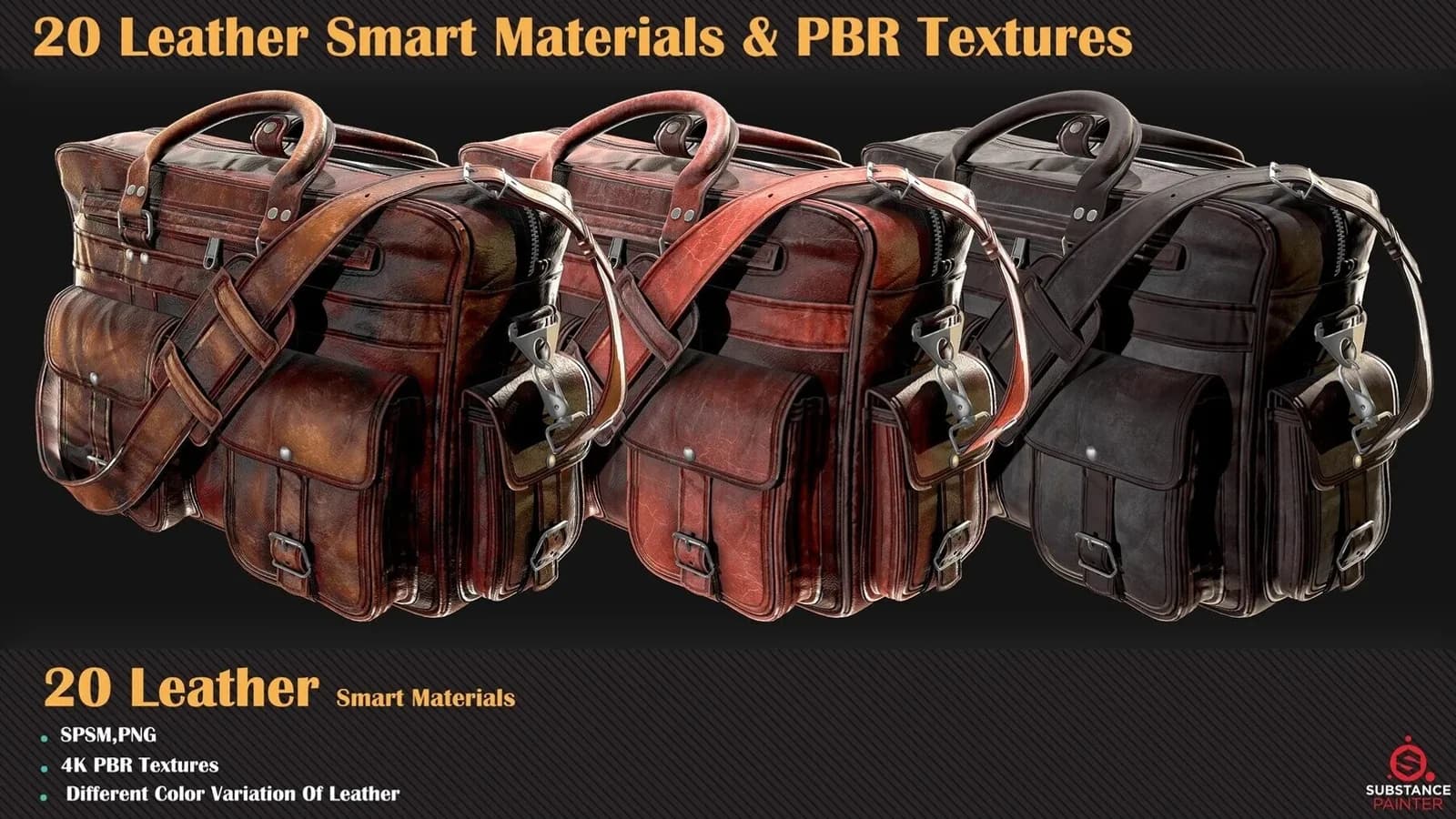 20 Leather Smart Materials + PBR Textures — VOL 04