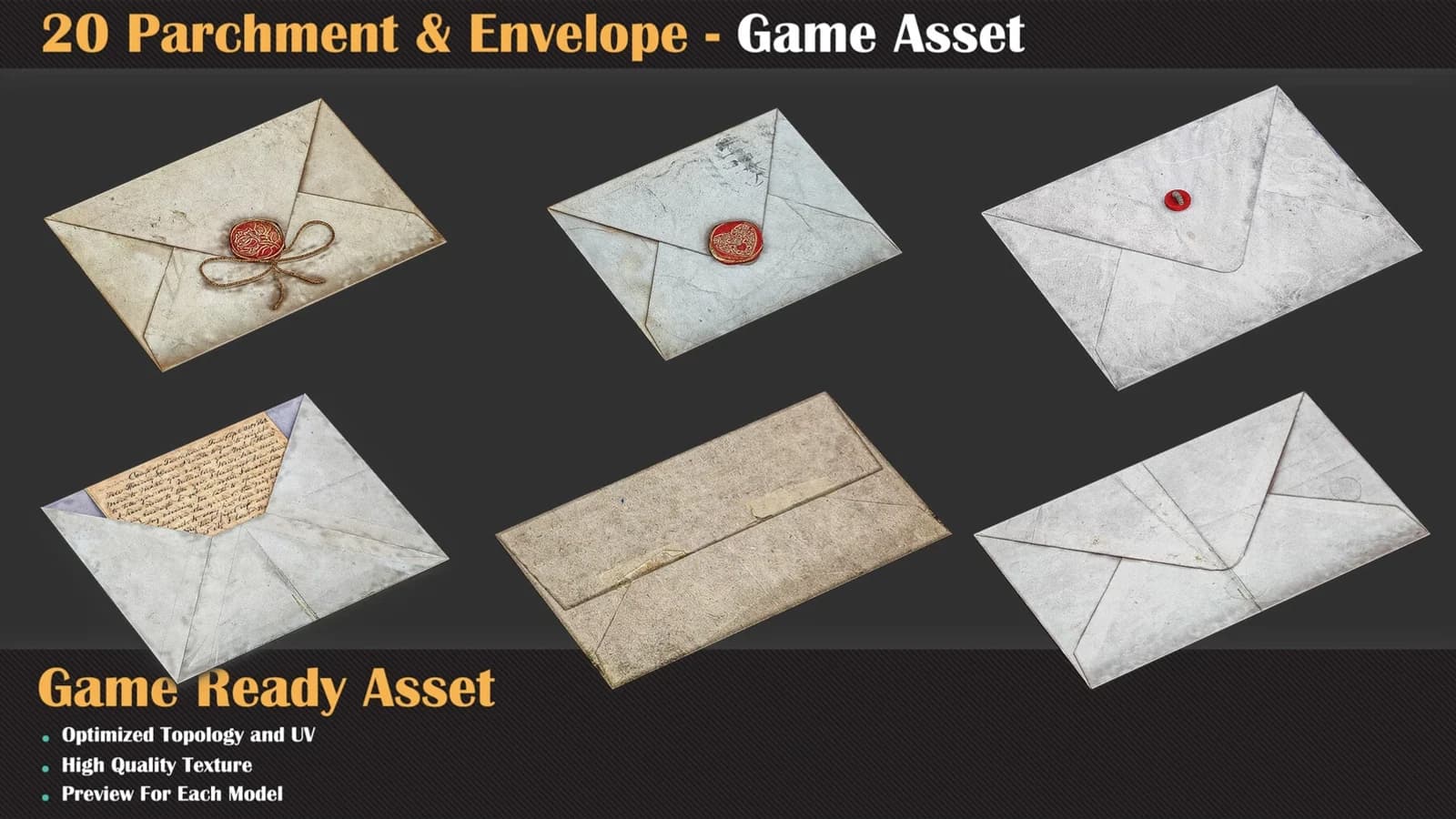 20 Parchment & Envelope - Game Asset — preview 3