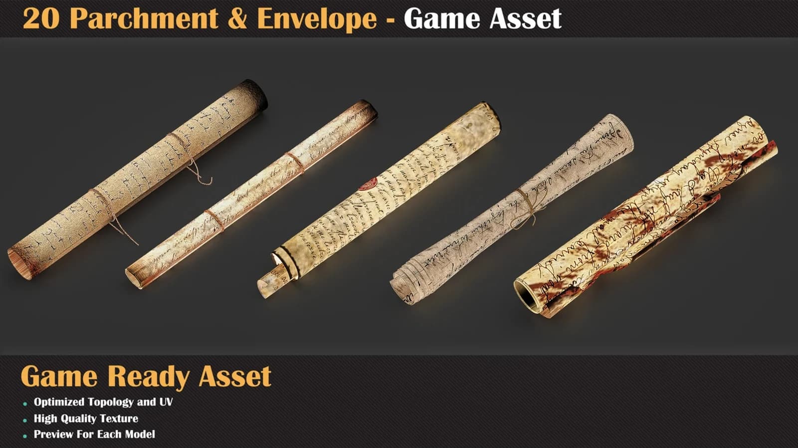 20 Parchment & Envelope - Game Asset — preview 4