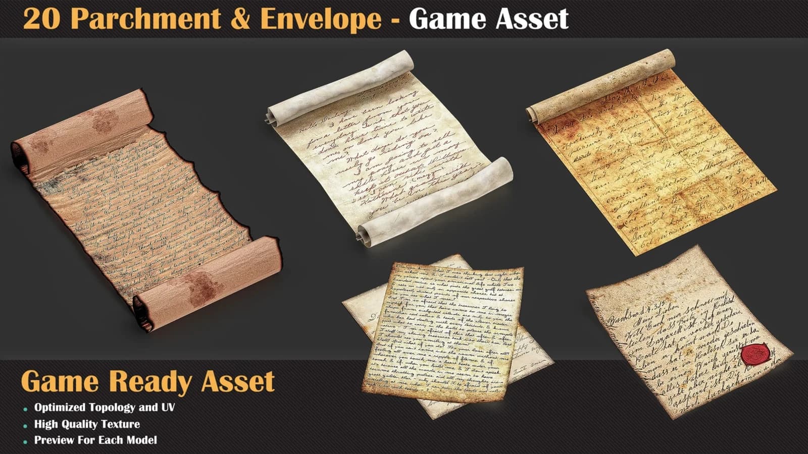 20 Parchment & Envelope - Game Asset — preview 5
