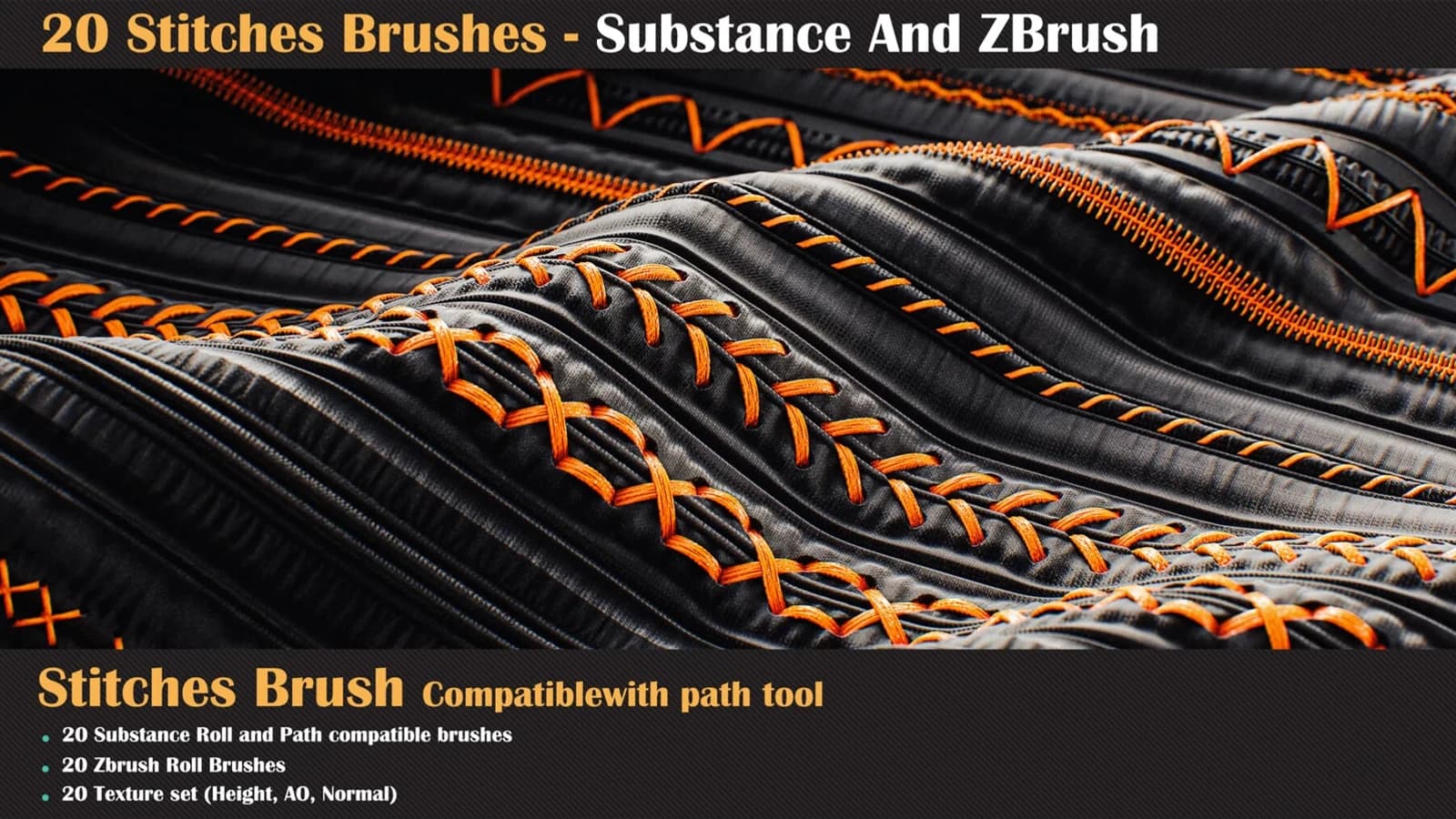 20 Stitches Brushes - Substance And ZBrush
