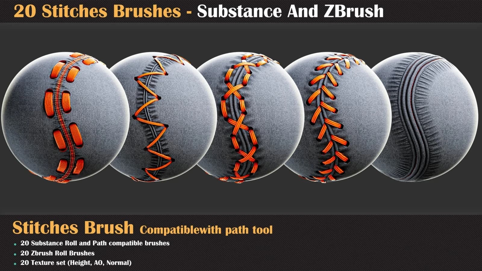 20 Stitches Brushes - Substance And ZBrush — preview 2