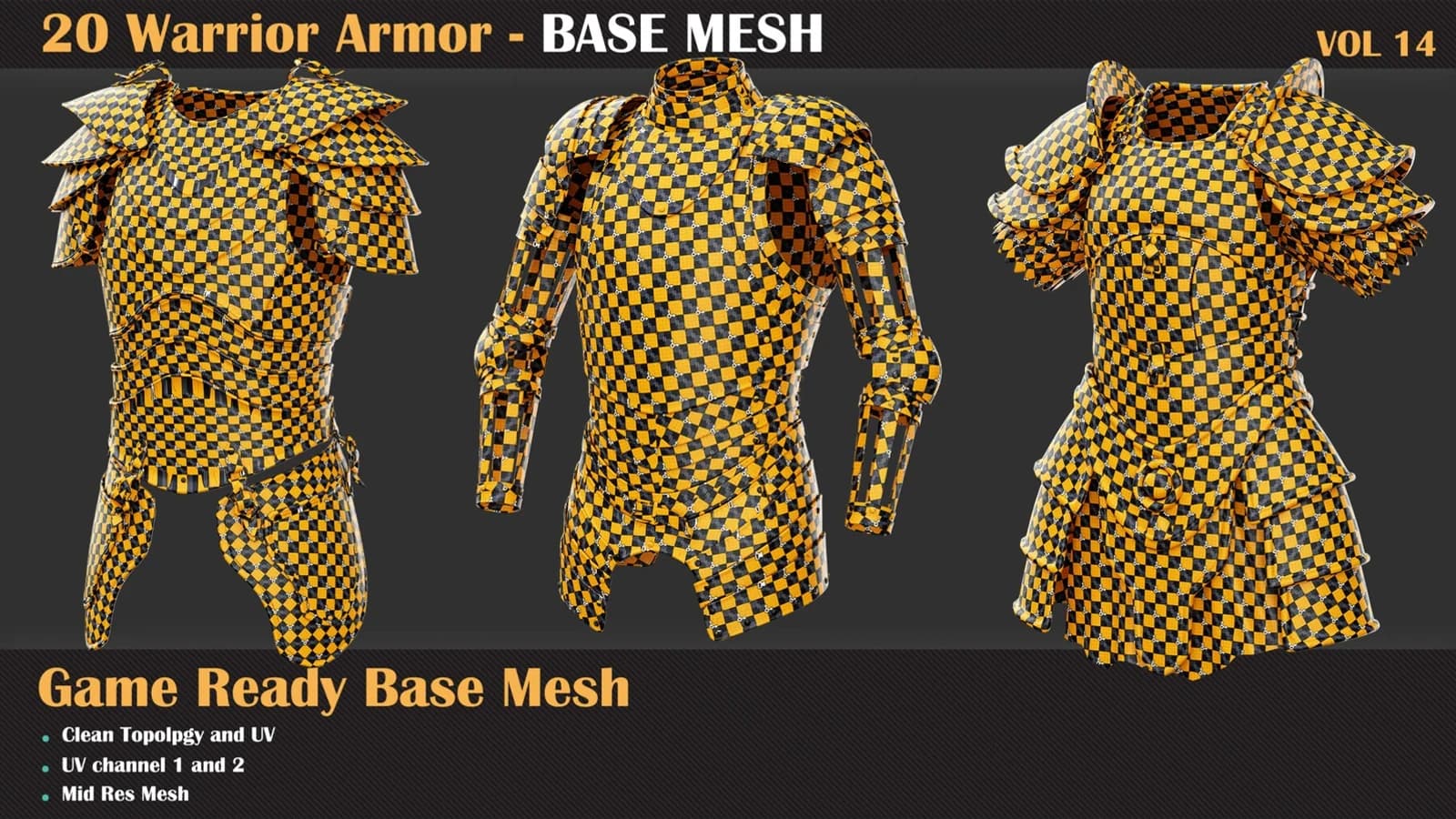 20 Warrior Armor Base Mesh — VOL 14 — preview 3