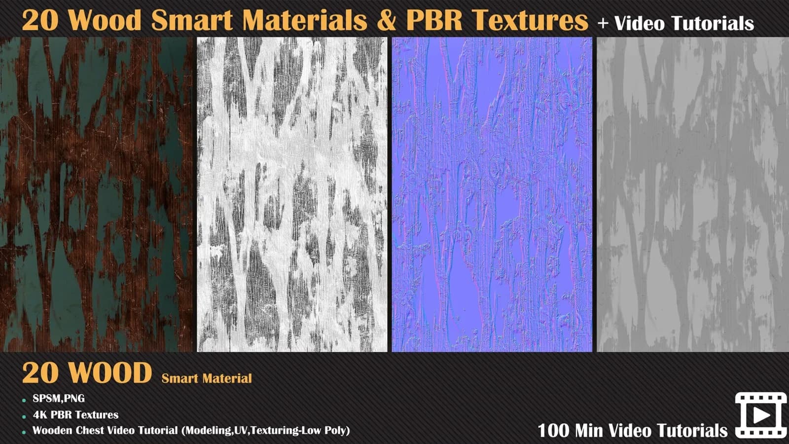 20 Wood Smart Materials & PBR Textures + Video Tutorials — VOL 02 — preview 4