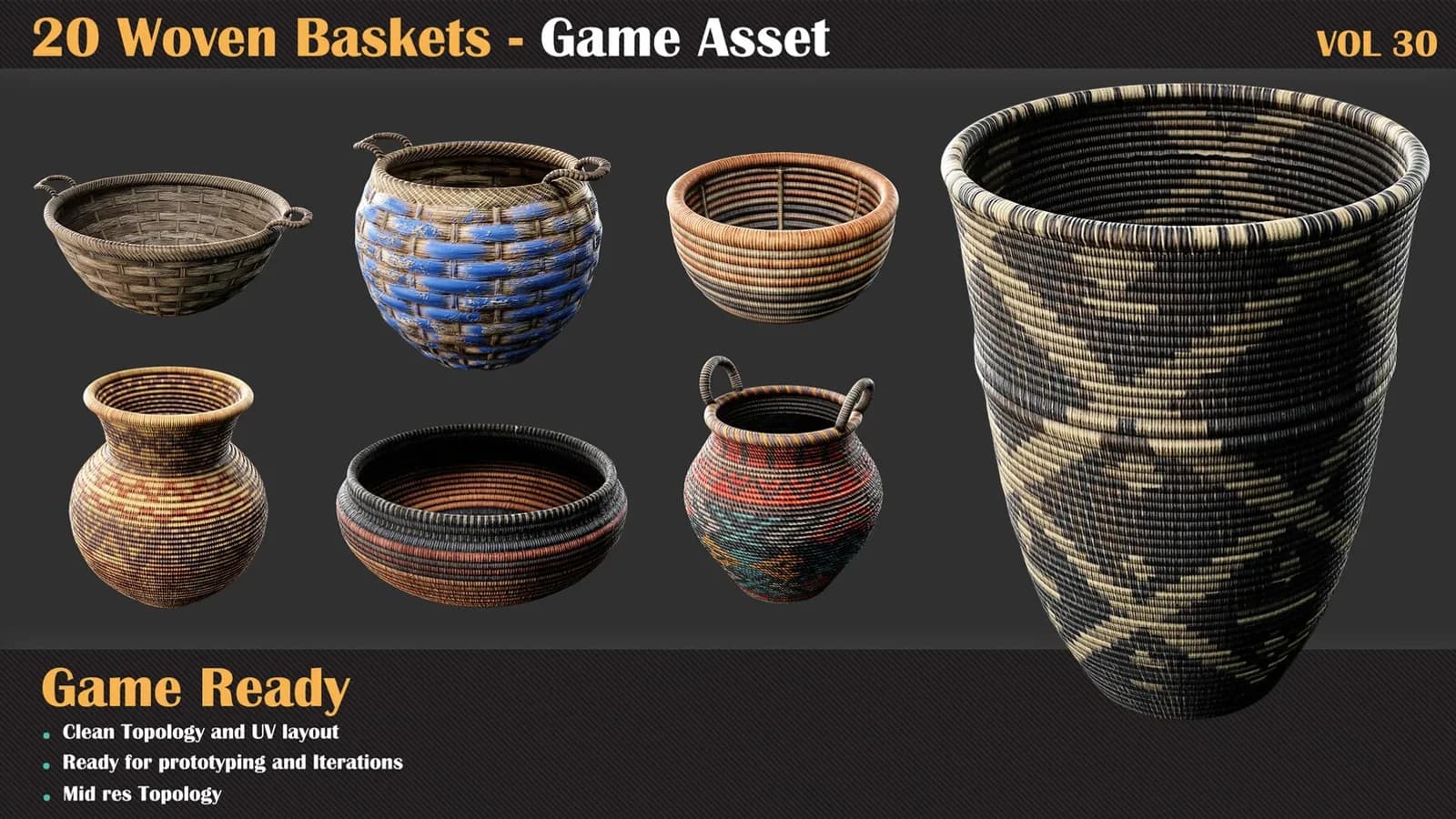 20 Woven Baskets - Game Asset — VOL 30