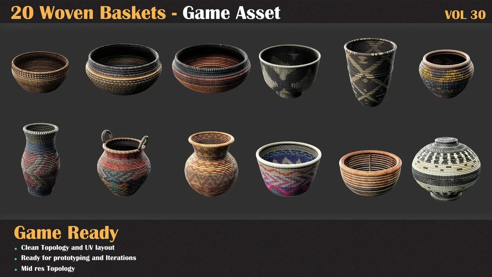 20 Woven Baskets - Game Asset — VOL 30 — preview 3