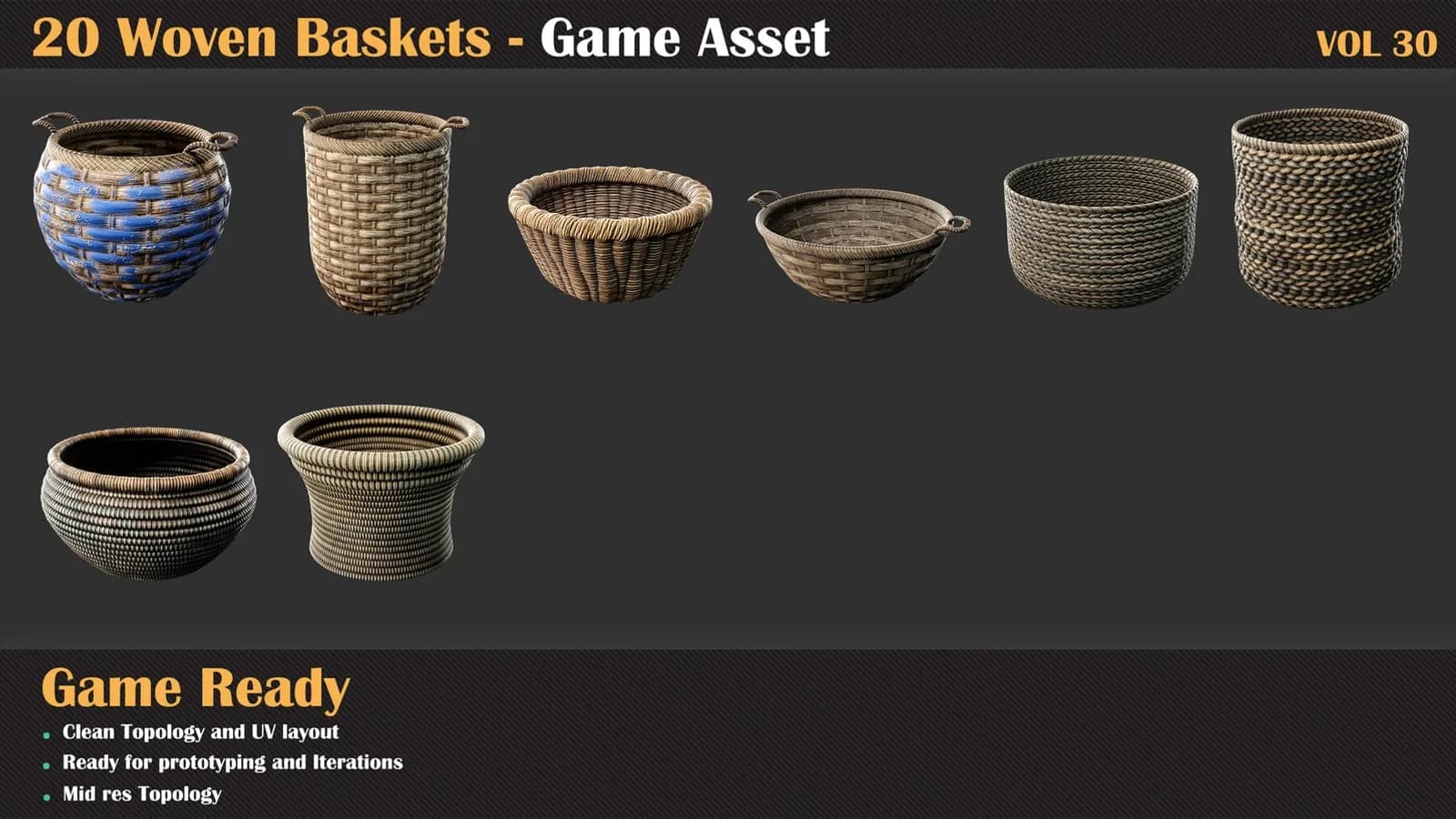 20 Woven Baskets - Game Asset — VOL 30 — preview 4