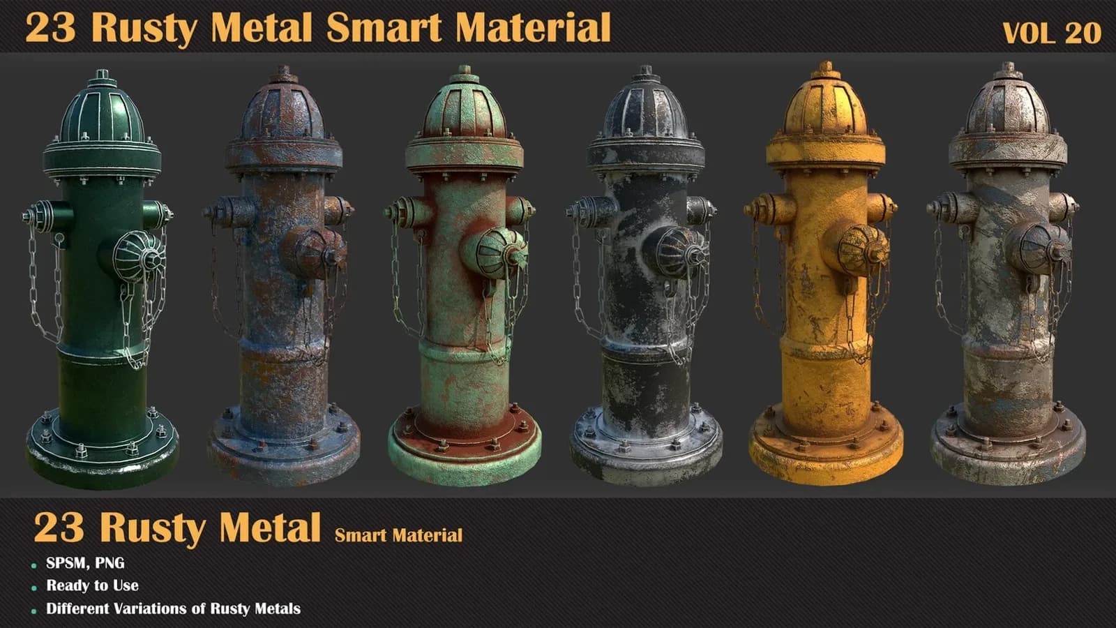 23 Rusty Metal Smart Material – Substance Painter — VOL 20 — preview 3