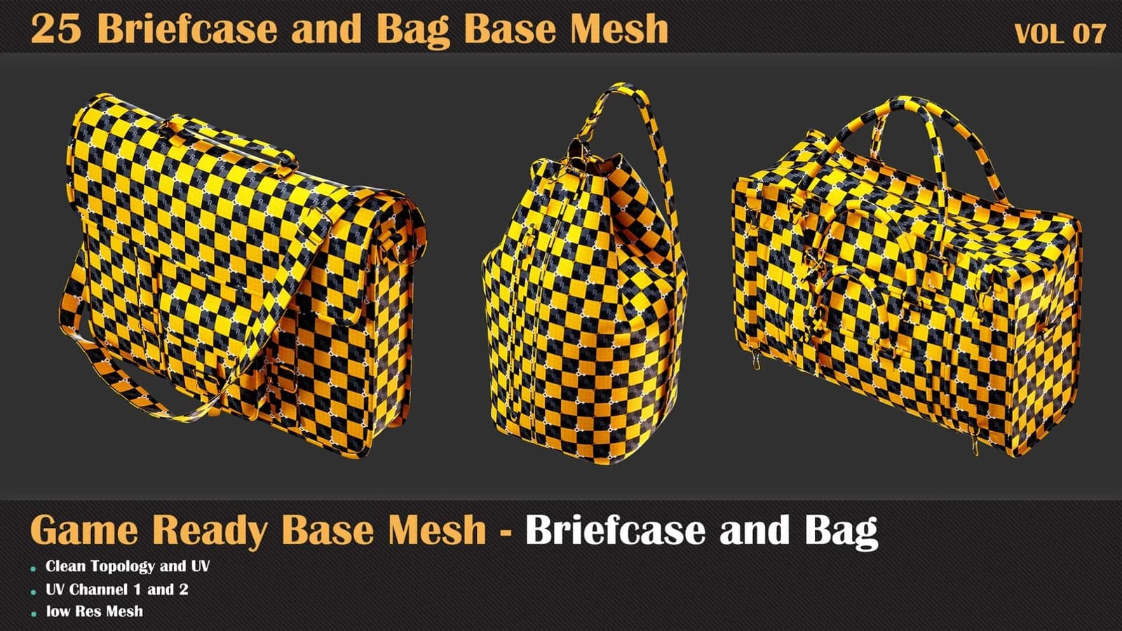 25 Briefcase and Bag Base Mesh — VOL 08 ( Game Ready ) — preview 4