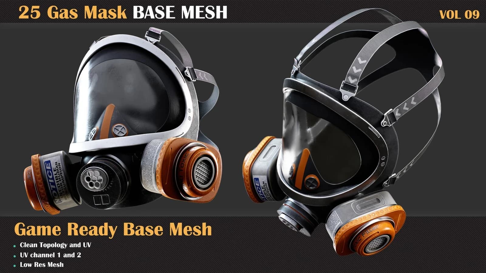 25 Gas Mask Base Mesh — VOL 09 ( Game Ready ) — preview 2
